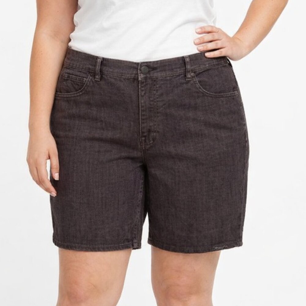 Gloria Vanderbilt Amanda Shorts Cutoffs Black Gray Wash Frayed Hem Women's 14